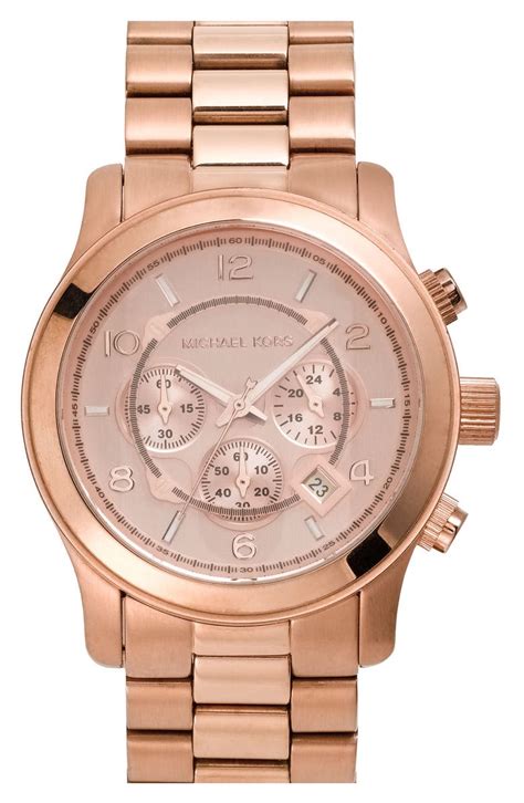 michael kors oversized runway watch rose gold|michael kors matte black watch.